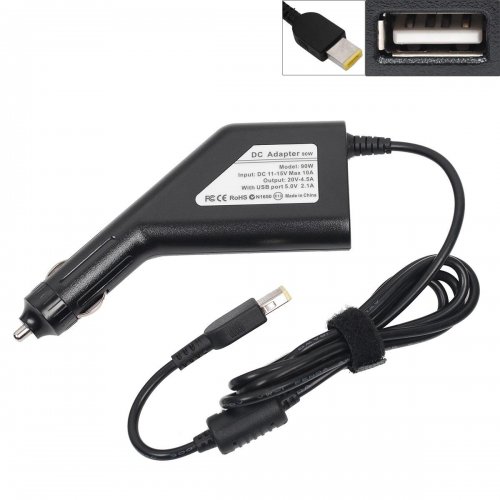 Φορτιστής αυτοκινήτου Lenovo Notebook 20V 90W 4.5A (Square tip) + USB Charger