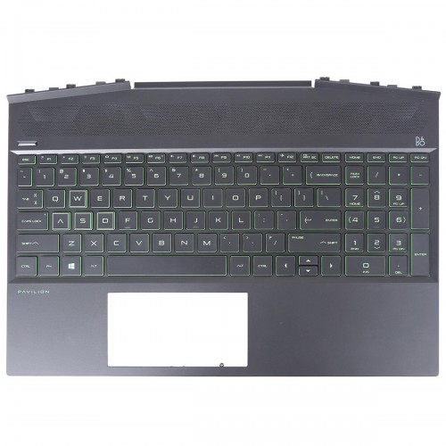 Upper Cover Palmrest + Πληκτρολόγιο HP 15-DK 15T-DK TPN-C141 - Μαύρος, Πράσινο λογότυπο