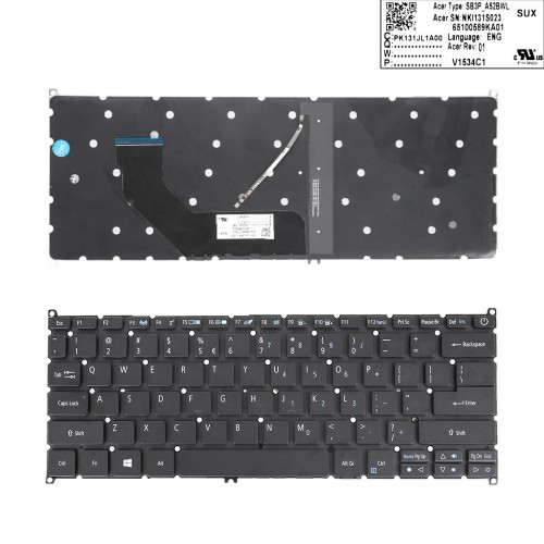 Tastatura Acer Swift 3 SF314-53G Swift 5 SF514-51G Black, Neagra, Fara Rama, Cu iluminare, US/UK