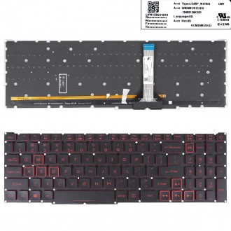 Tastatura Acer Aspire Nitro AN515-57 AN515-45, Neagra, Fara Rama, Cu iluminare roșu, US/UK