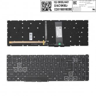 Tastatura Acer Nitro 5 AN515-54 AN15-43 AN517-51 AN715-51, Neagra, Fara Rama, Cu iluminare, US/UK