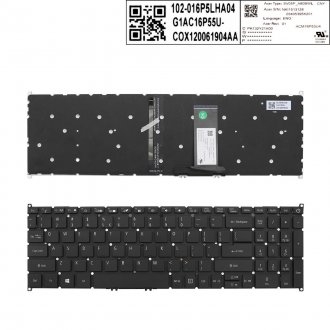 Tastatura Acer SP515-51, Neagra, Fara Rama, Cu iluminare, US/UK