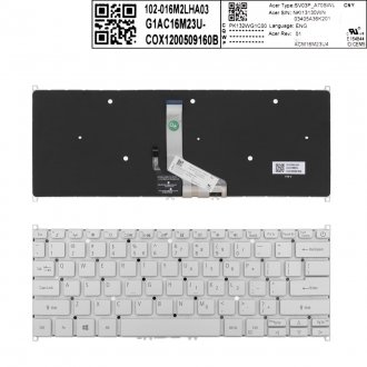 Tastatura Acer Swift SF114-32, Argintie, Fara Rama, Cu iluminare, US/UK