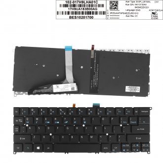 Tastatura Acer Swift7 SF714-52T, Neagra, Fara Rama, Cu iluminare, US/UK