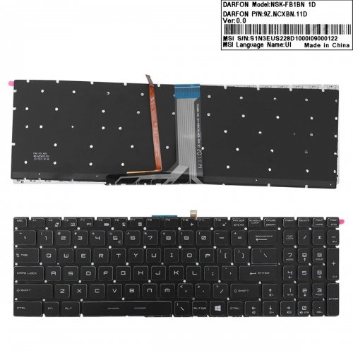 Πληκτρολόγιο MSI GS60 GS70 GE62VR GE72 GP62VR GT62VR GT73VR GS73VR, Μαύρο,RGB Backlit, US/UK