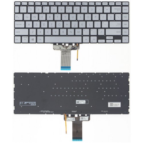 Tastatura Asus VivoBook S14 S433EA S433EQ S433FL S433FA S433JQ X421, Argintie, Fara Rama, Cu iluminare, US/UK
