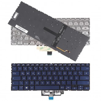 Tastatura Asus ZenBook UX434 UX434F UX434FA, Albastru, Fara Rama, Cu iluminare, US