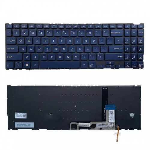 Tastatura Asus ZenBook UX434 UX434F UX434FA, Albastru, Fara Rama, Cu iluminare, US