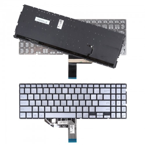 Tastatura Asus VivoBook X531 X531F X531FA, Argintie, Fara Rama, cu iluminare, US