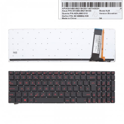 Tastatura Asus N56 N56V U500VZ N76 R500V R505 S550C A56, Neagra, Fara Rama, Cu iluminare, UK