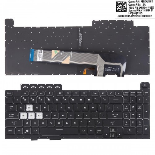 Tastatura Asus TUF Gaming F15 FX506 FA506 FA506Q FX506L FA506U, Neagra, Fara Rama, Cu iluminare, US
