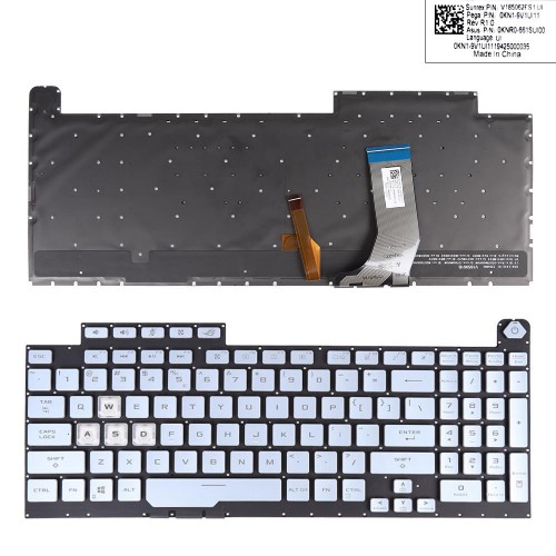 Tastatura Asus Rog Strix Scar III G731 G731GU G731G,Argintie, Fara Rama, Cu iluminare (albastru), US