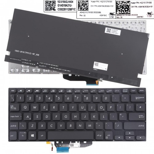 Πληκτρολόγιο Asus VivoBook Flip TP412FAC, Μαύρο με Backlit, US
