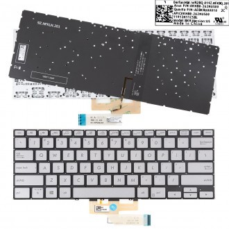 Tastatura Asus ZenBook Flip 14 UX462U, Argintie, Fara Rama, Cu iluminare, US