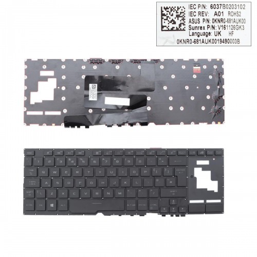 Πληκτρολόγιο Asus ROG Zephyrus GX701 GX701G CX501 GX501VI, Μαύρο με Backlit, UK