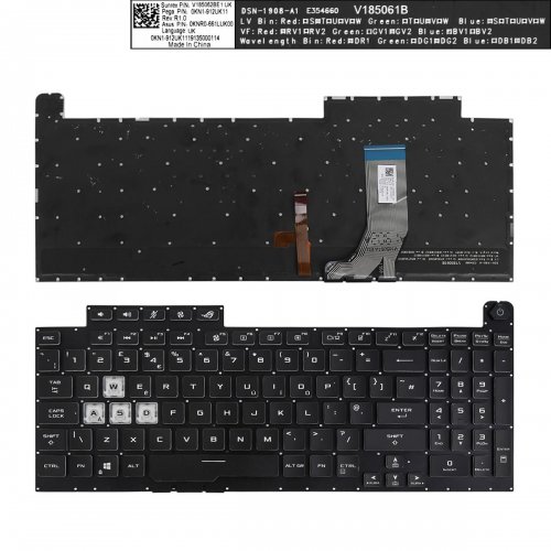 Tastatura Asus ROG Strix G731 G731G G731GT G731GU, Neagra, Fara Rama, RGB iluminare, US