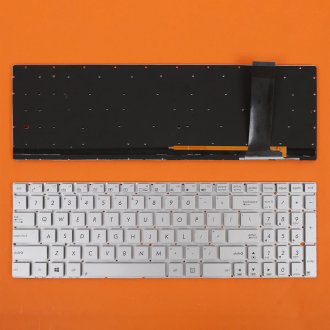 Tastatura Asus N56V U500VZ N76 R500V R505 S550C A56 N750, Argintie, Fara Rama, Cu iluminare, US