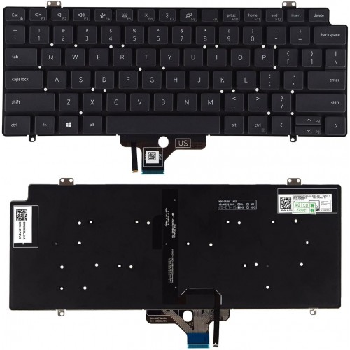 Πληκτρολόγιο Dell Latitude 7410 14-7410 2-in-1, Μαύρο,χωρίς πλαίσιο, Backlit, US/UK