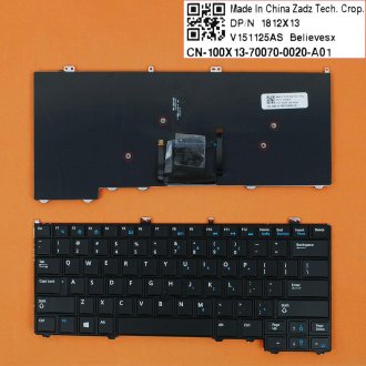 Πληκτρολόγιο Dell Latitude E7440 E7420 E7240, Μαύρο, με Pointing Stick με Backlit, US/UK