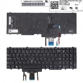 Πληκτρολόγιο Dell E5550, Μαύρο,με Pointing Stick με Backlit, Τυπε 2, Original, US