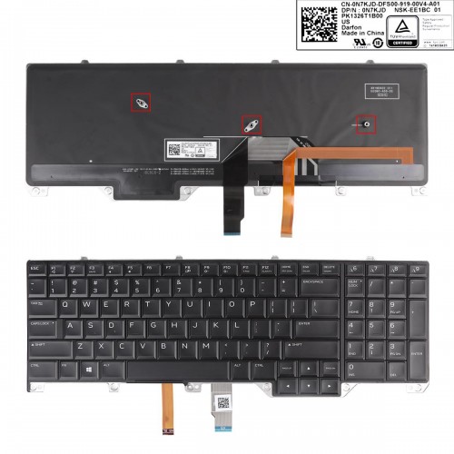 Πληκτρολόγιο Dell Alienware 17 R2 17 R3, Μαύρο, RGB Backlit, US/UK