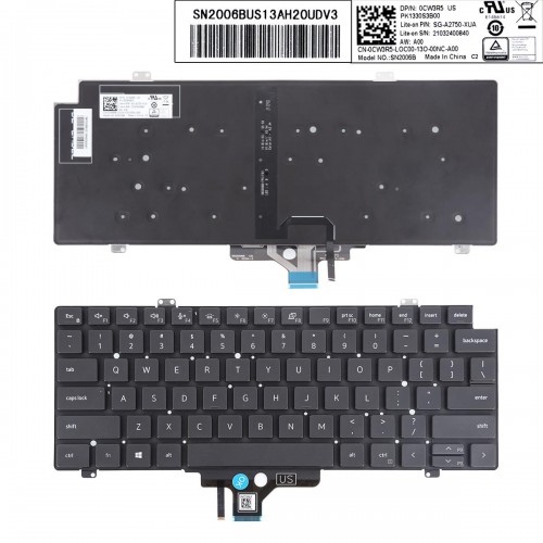 Tastatura Dell Latitude 7410 7420 5420 (2 in 1), Neagra, Fara Rama, Cu iluminare, US/UK (Compatibil)