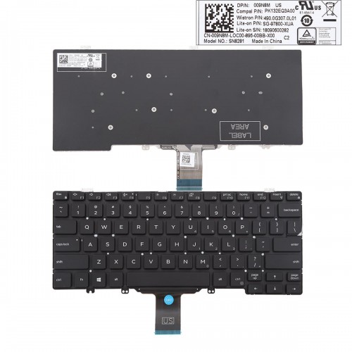 Πληκτρολόγιο Dell Latitude E5200 3300 5300 7200 7300 3301 7290 5310, Μαύρο, US/UK