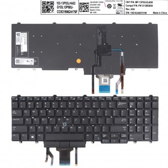 Πληκτρολόγιο Dell E5550, Μαύρο,με Pointing Stick με Backlit, Original, US