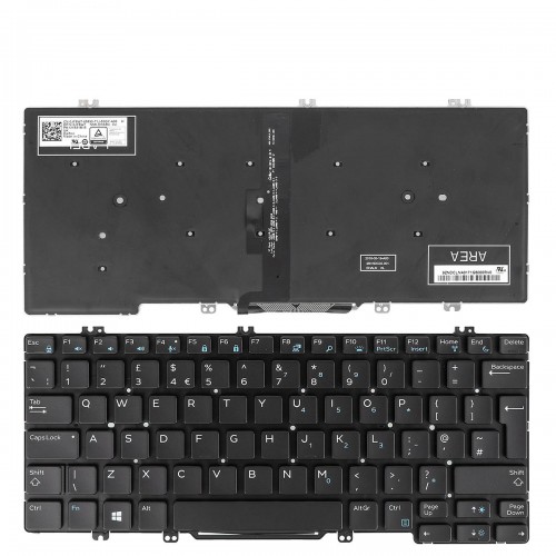 Πληκτρολόγιο Dell Latitude E5280 E5289 E7280 E7390, Μαύρο με Backlit, UK