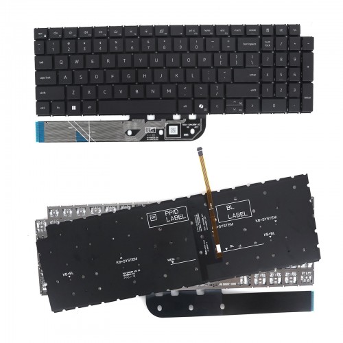 Клавиатура за лаптоп Dell Vostro 16 5640 5645 Черна Без Рамка (Малък Ентър) с Подсветка