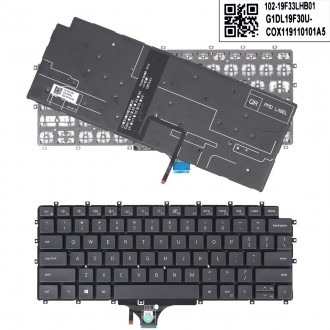 Πληκτρολόγιο Dell Latitude 9510 9520 2-in-1, Μαύρο, χωρίς πλαίσιο, Backlit, US/UK