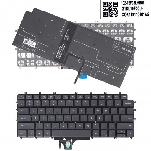 Πληκτρολόγιο Dell Latitude 9510 9520 2-in-1, Μαύρο, χωρίς πλαίσιο, Backlit, US/UK