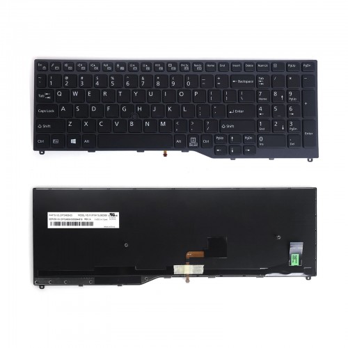 Tastatura Fujitsu LifeBook E458 E558 E459 U757 U758 E559 U759 Neagra, Cu Rama Gri, Point stick / Backlit, US/UK