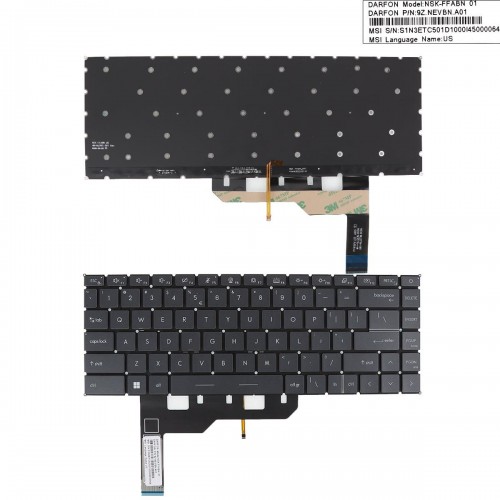 Πληκτρολόγιο MSI GE66 GS66, Ασήμι με Backlit, US/UK