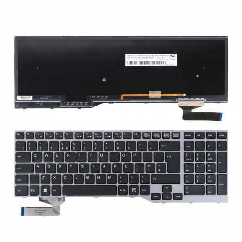 Πληκτρολόγιο Fujitsu LifeBook E753 E754 E557 E756 Celsius H730 H760 H770, Γκρί με Backlit, US/UK