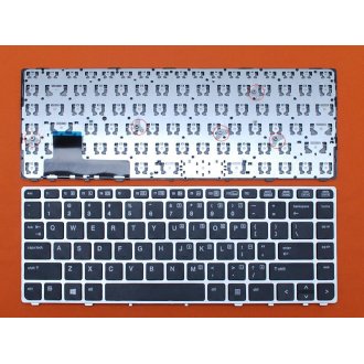 Tastatura HP EliteBook Folio 9470m, Neagra, Cu Rama Arginitie, US/UK (+BG Print)