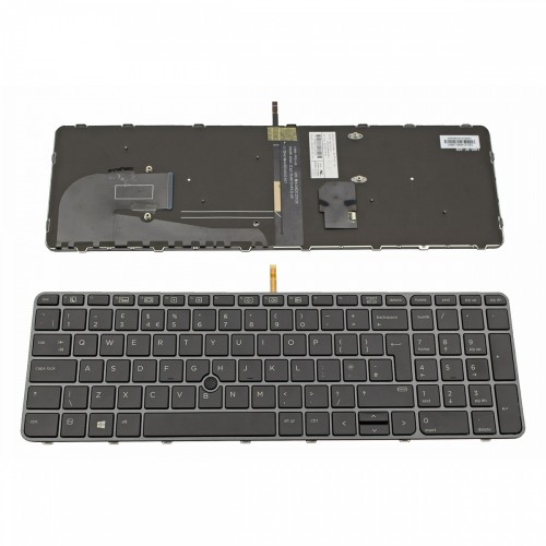 Πληκτρολόγιο HP EliteBook 755 G3 850 G3 850 G4 ZBook 15u G3 G4, Γκρί, με Pointing Stick με Backlit, US/UK