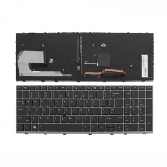 Πληκτρολόγιο HP EliteBook 755 G5 850 G5 ZBook 15u G5, Μαύρο Ασήμι με Backlit, US/UK