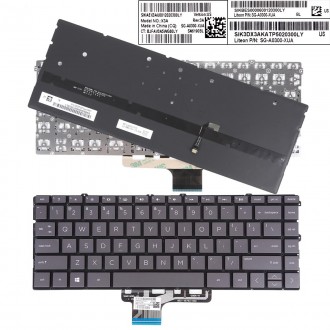 Tastatura HP Spectre X360 13-AW, Gri, Fara Rama, Cu iluminare, US