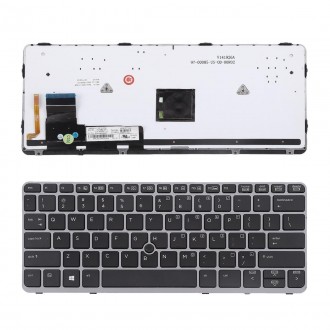 Πληκτρολόγιο HP EliteBook 820 G1, Μαύρο Ασήμι με Backlit, US/UK