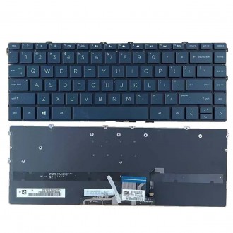 Tastatura HP Spectre X360 13-AW, Albastru, Fara Rama, Cu iluminare, US