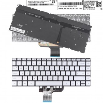 Tastatura HP Envy 13-AQ 13-AG 13-AR 13-AP Pavilion 13-AN Spectre 13-BF, Argintie, Fara Rama, Cu iluminare, US