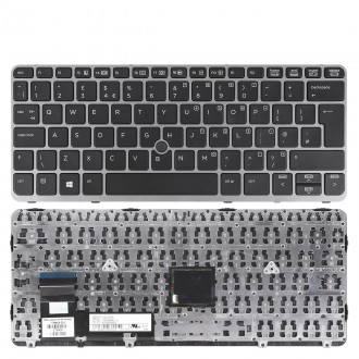 Πληκτρολόγιο HP EliteBook 820 G1, Μαύρο Ασήμι, US/UK