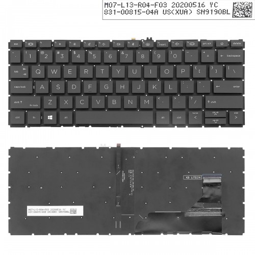 Πληκτρολόγιο HP EliteBook 830 G7, Μαύρο με Backlit, US