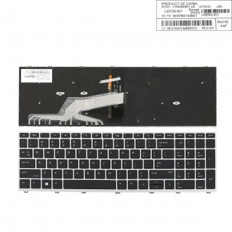 Πληκτρολόγιο HP EliteBook 650 G5, Μαύρο Ασήμι, με Pointing Stick με Backlit, US/UK