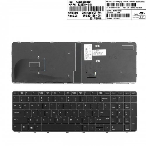 Πληκτρολόγιο HP EliteBook 755 G3 850 G3 850 G4 ZBook 15u G3 G4, Γκρί, με Pointing Stick, US/UK ( +BG Print)