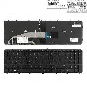 Πληκτρολόγιο HP ProBook 450 G3 455 G3 470 G3 650 G2 655 G2 450 G4 455 G4, Μαύρο, με Pointing Stick με Backlit, US/UK