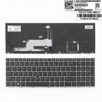 Πληκτρολόγιο HP Zbook 15 17 G5, Γκρί, με Pointing Stick με Backlit, US/UK