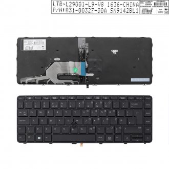 Πληκτρολόγιο HP 430 G3 430 G4 440 G3 440 G4, Μαύρο, με Pointing Stick με Backlit, US/UK