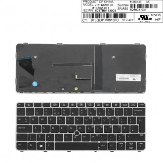 Πληκτρολόγιο HP EliteBook 820 G3, Μαύρο Ασήμι, με Pointing Stick, US/UK